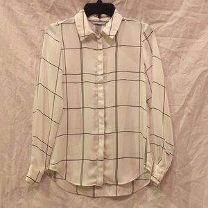 NWOT white w/ black stripes H&M button down blouse